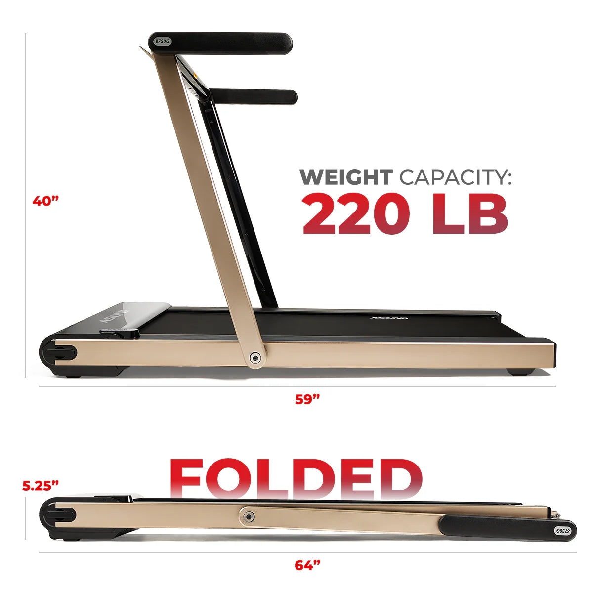 Space Saving Commercial Treadmill, Slim Motorized W/ Speakers